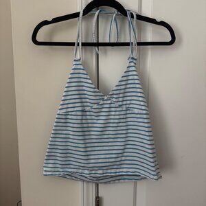 Blue and White Striped Halter Top